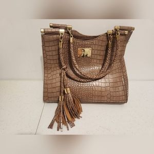 Bebe Handbag Faux Leather Croc